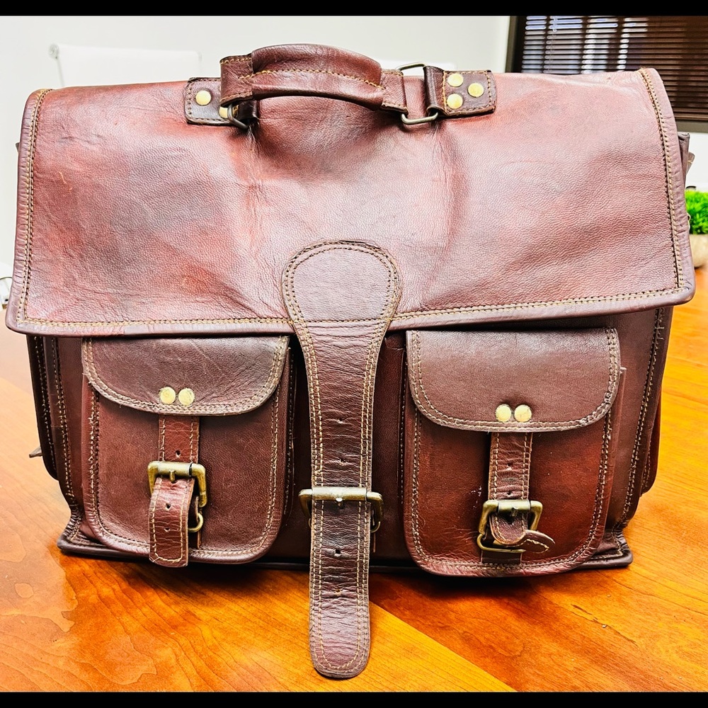 Real cowhide leather briefcase. Very soft leather.